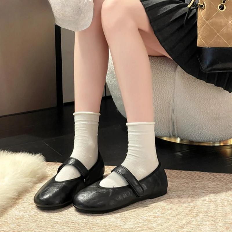 Komfortable Fleecegefütterte Damen Ballerinas Schlichte Runde Zehenschuhe 2026 Neue Frühjahrs Warme Baumwolle zum Hineinschlüpfen Oma's Schuhe