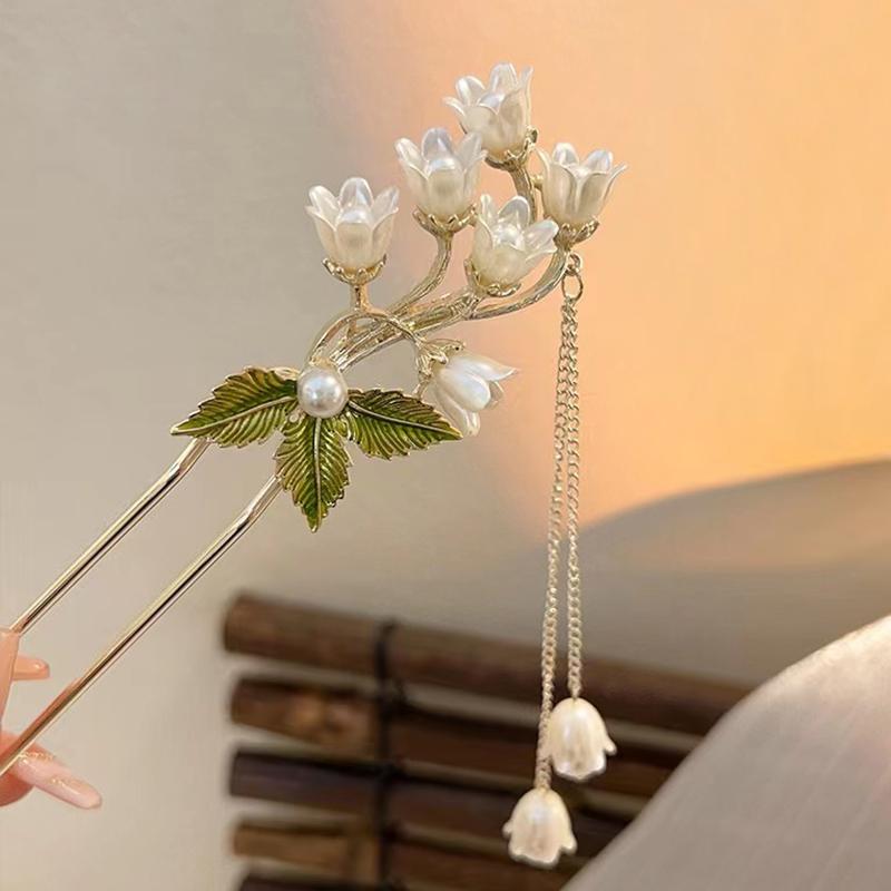 1 szt. Modne Nowe Chińskie Stylizacje Lilii Kwiat Frędzel Krok Potrząsanie Patyczki do Włosów dla Kobiet Dziewcząt Akcesoria do Włosów na Imprezę