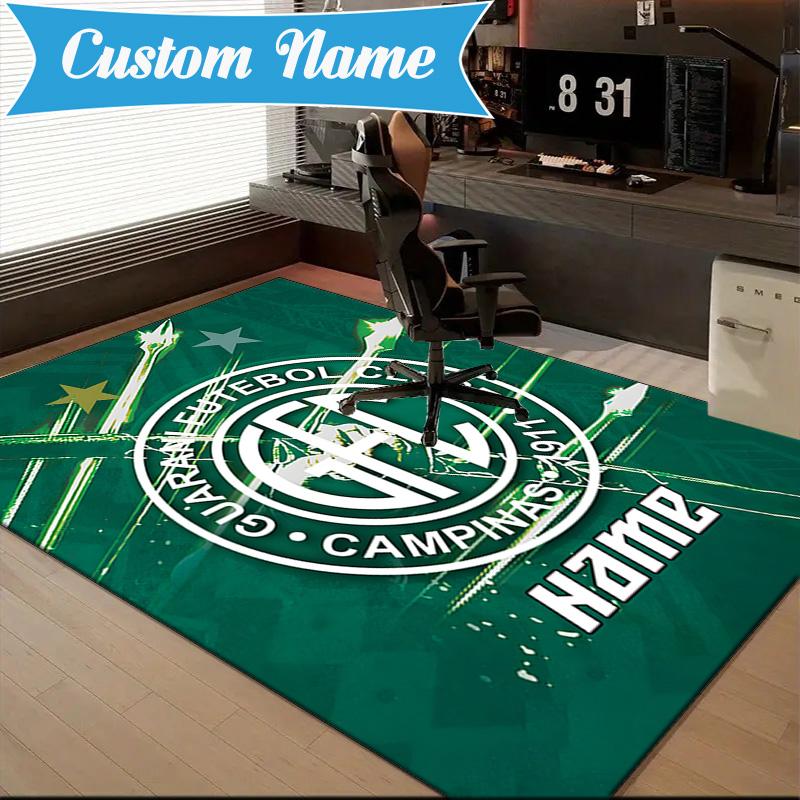 Custom Name Guarani FC Crest Rug Game Carpet, Floor Mat for Bedroom Living Room Entryway Rug, Home Decor Idea Gift for Christmas birthday