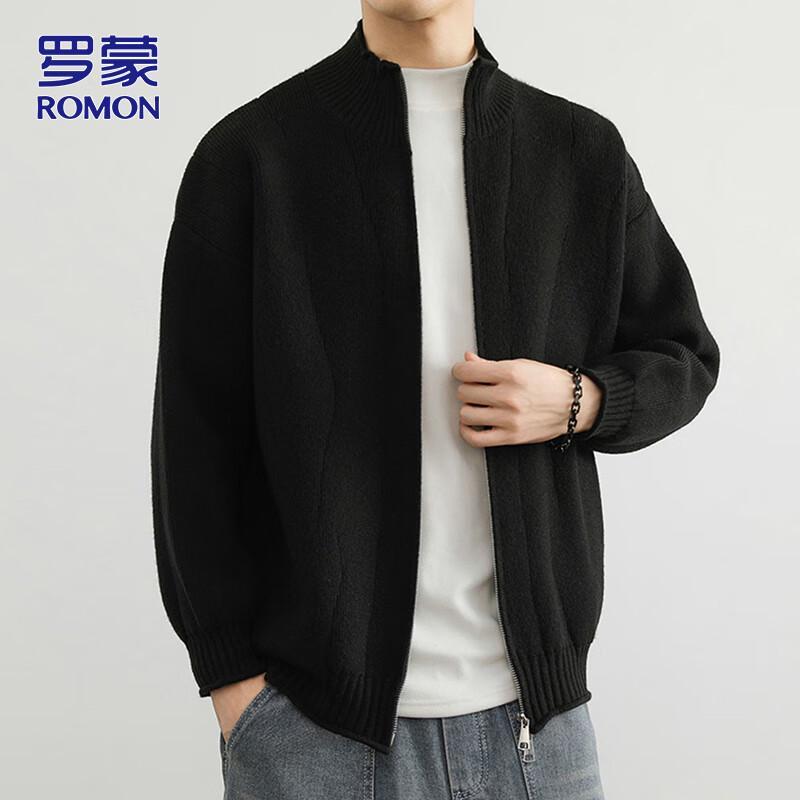 ROMON Men's Lapel Collar Knit Cardigan