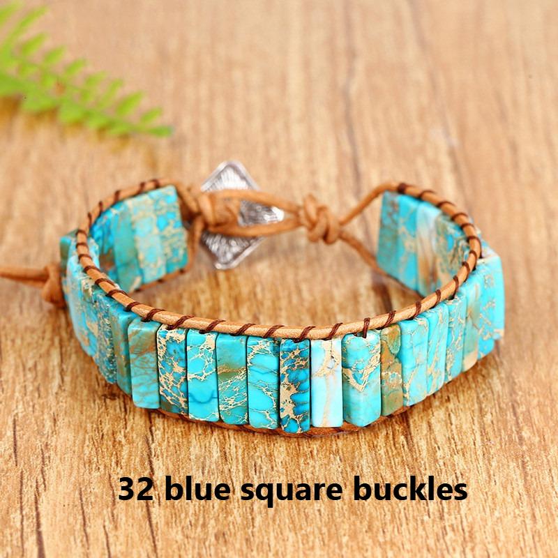 Handmade Creative Emperor Stone Bracelet Cross-Border Jewelry Accessories Yuxiu Hand-Knitted Wristwear Fashionable Ethnic Style синий