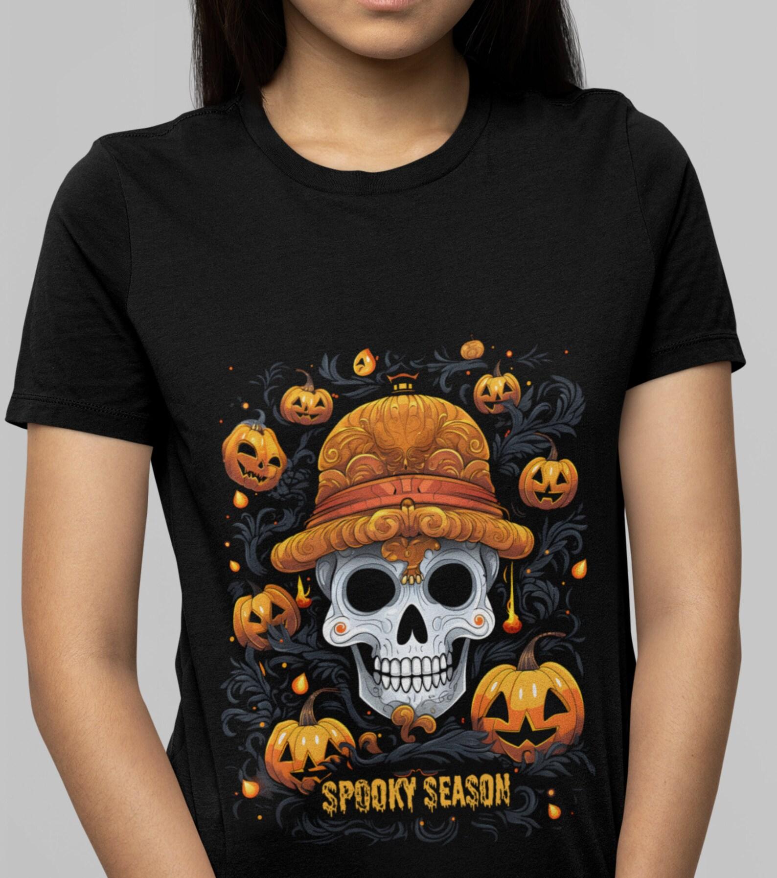 Skull & Pumpkin Halloween T-Shirt: Spooky Season Tee 4XL