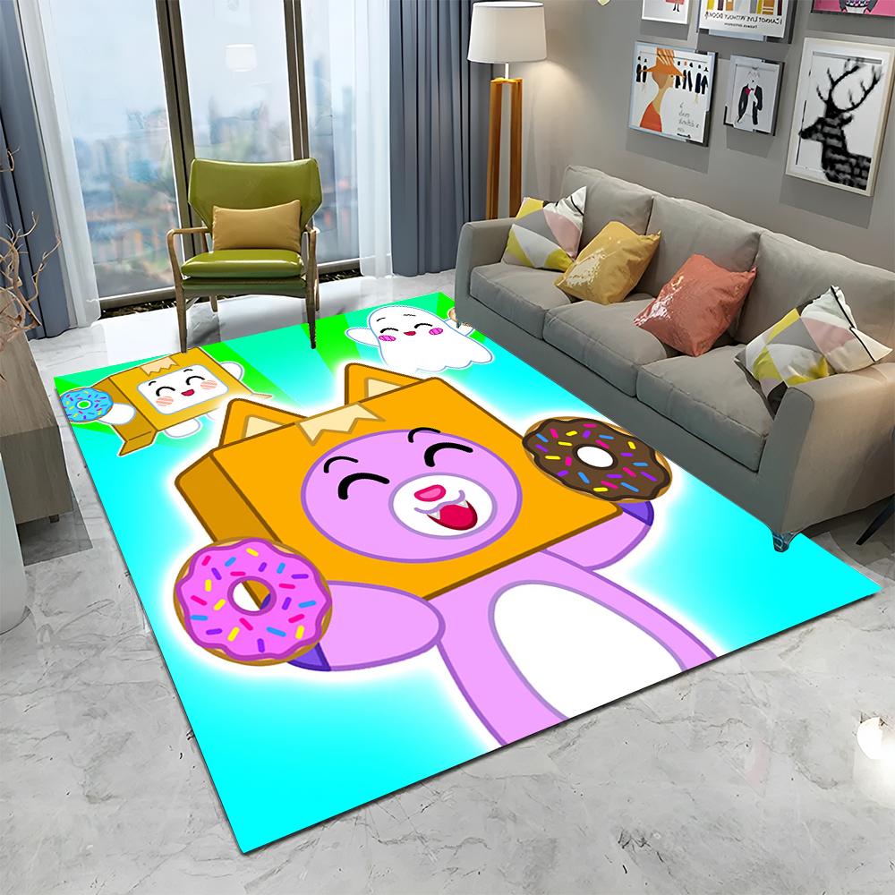 Happy Foxy Boxy and Rocky Lankybox Carpet Rug for Home Living Room Bedroom Sofa Doormat Decor,kids Area Rug Non-slip Floor Mat