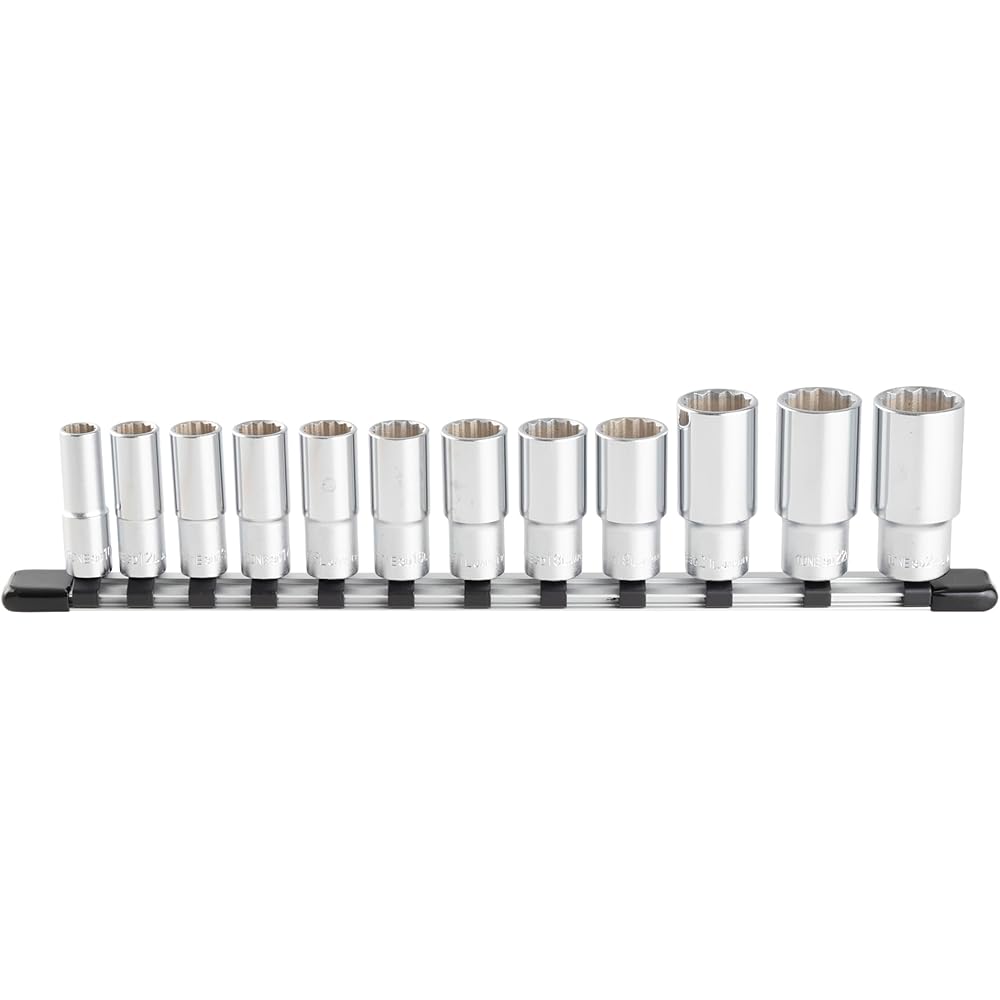 TONE Deep Socket Set 12 Points Holder Included 9.5mm Drive Size 3/8 Inch