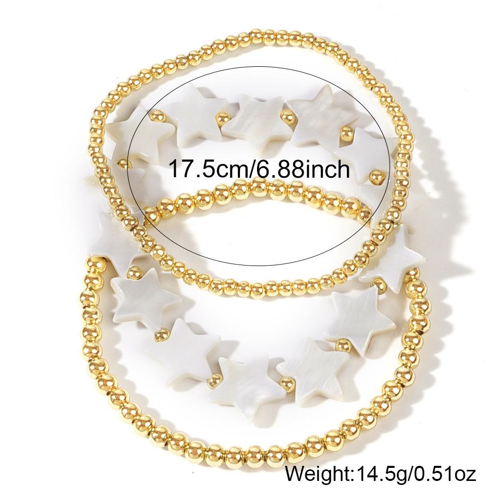 Europe and the United States Best-selling Sweet Versatile Shell Five-pointed Star Copper Bead Bracelet Three-piece Women's Beaded Bracelet