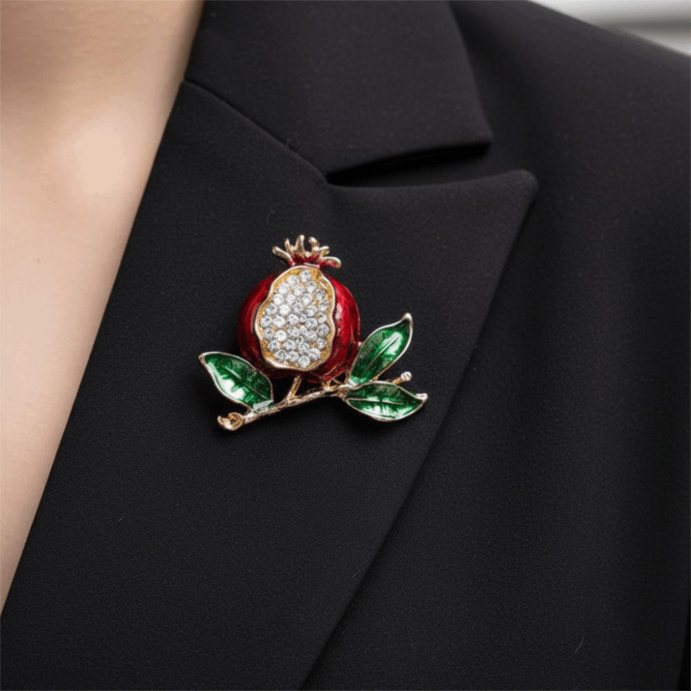 Strassdekoration Emaille Obst Brosche Granatapfel Broschen Schmuck Obst Anstecknadel Hochzeit