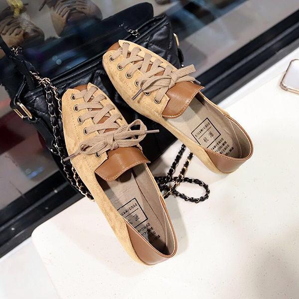 Fashion Personality Women Shoes 2025 Spring Lace-Up Casual Loafers Fashion Soft Square Toe Flats for Women Shoes Black Loafers Women