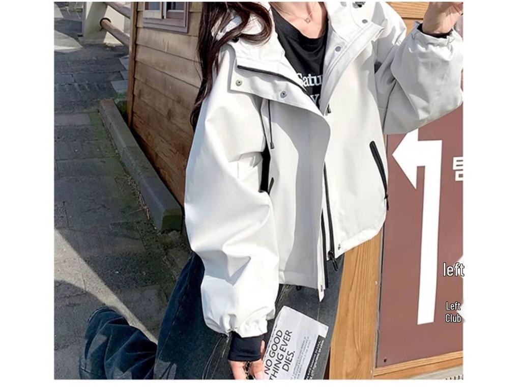 Women's Light Luxury Color Block Hooded Windbreaker - Spring/Autumn Slim Fit Casual Jacket (2025)