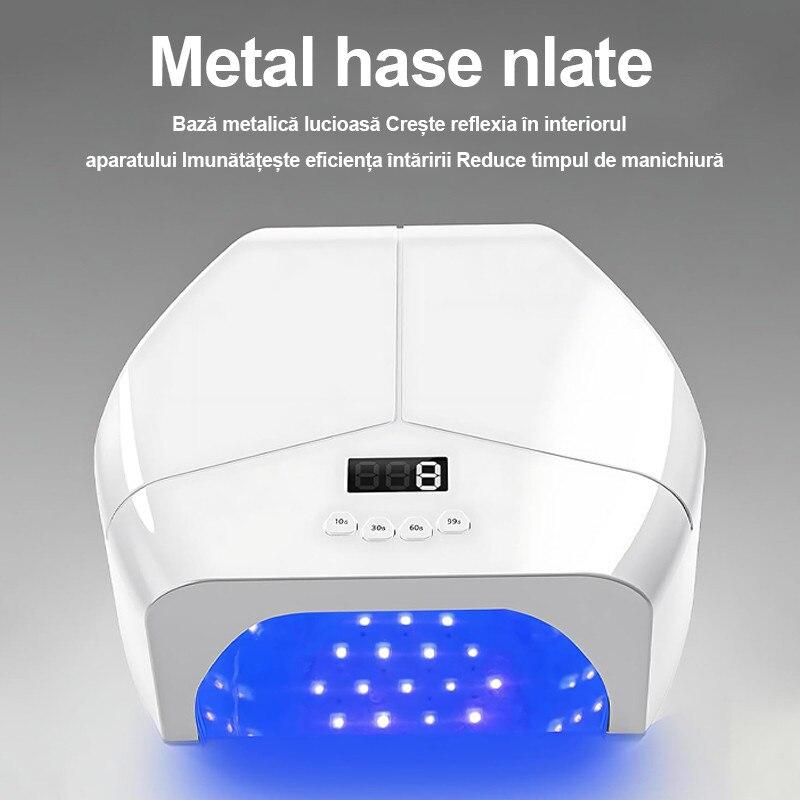 Rqiurpn 298W UV LED lampa na nehty 72 diod, 4 časovače, Rychleschnoucí, Chytré senzory pro manikúru a pedikúru, Bílá