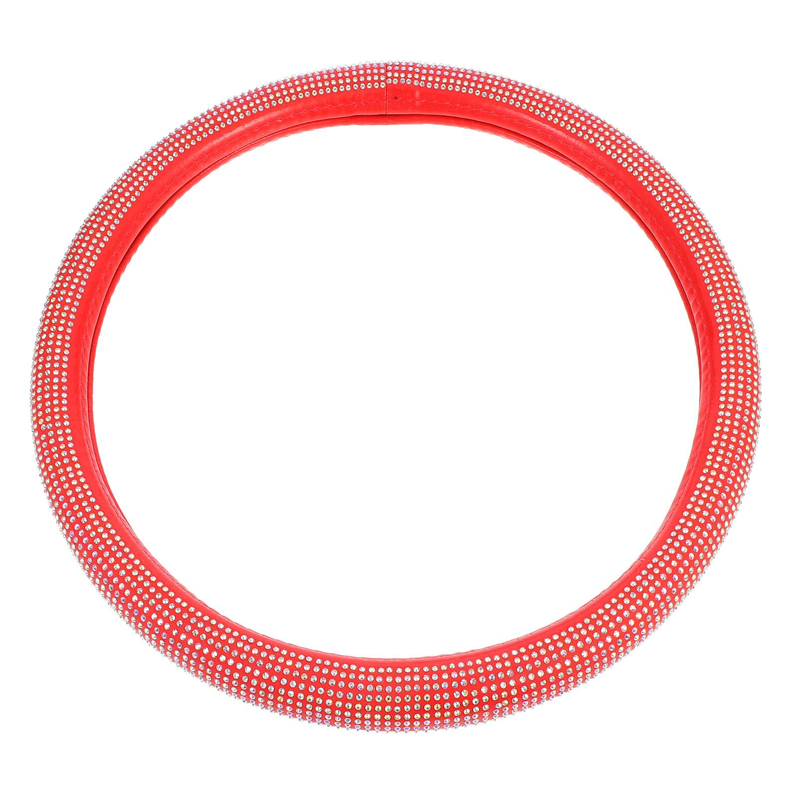 

Чехол на руль со стразами, украшение, противоскользящая защита автомобиля, Нескользящие модные универсальные стразы красный