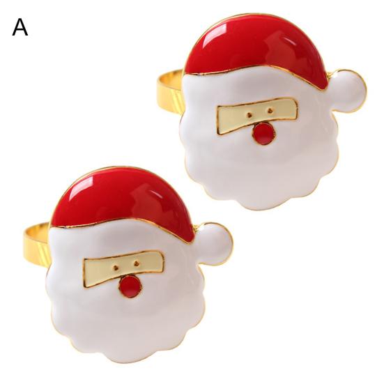 2Pcs Napkin Buttons Decorative Room Reusable Christmas Holders Napkin Ring Dining Decor