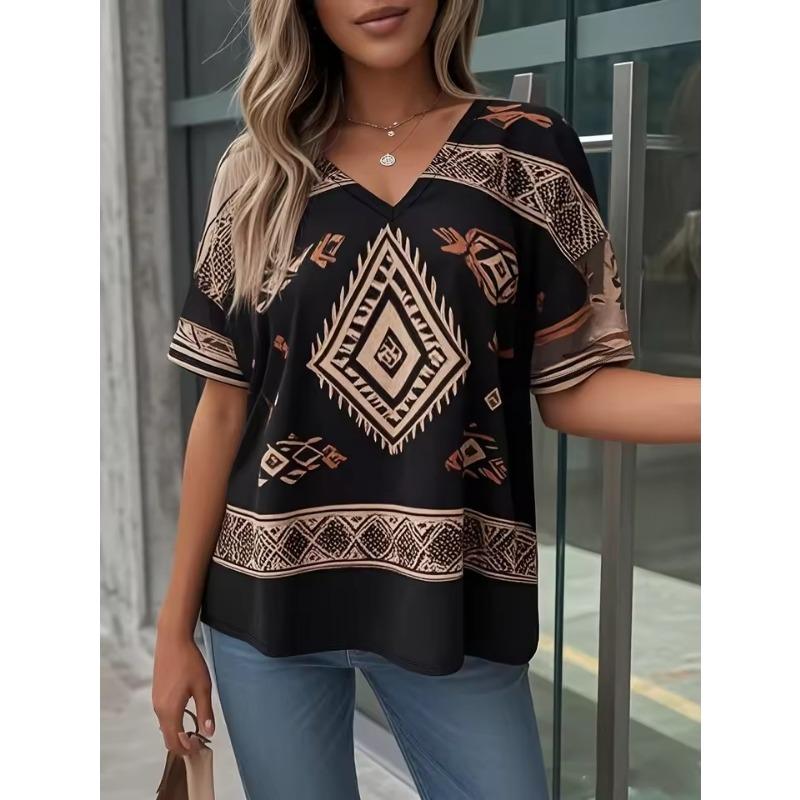 Plus Size Women's T-Shirt Boho Harajuku Graphic Print Summer Short Sleeve Casual Tops Street Fashion T-Shirt Female Clothing