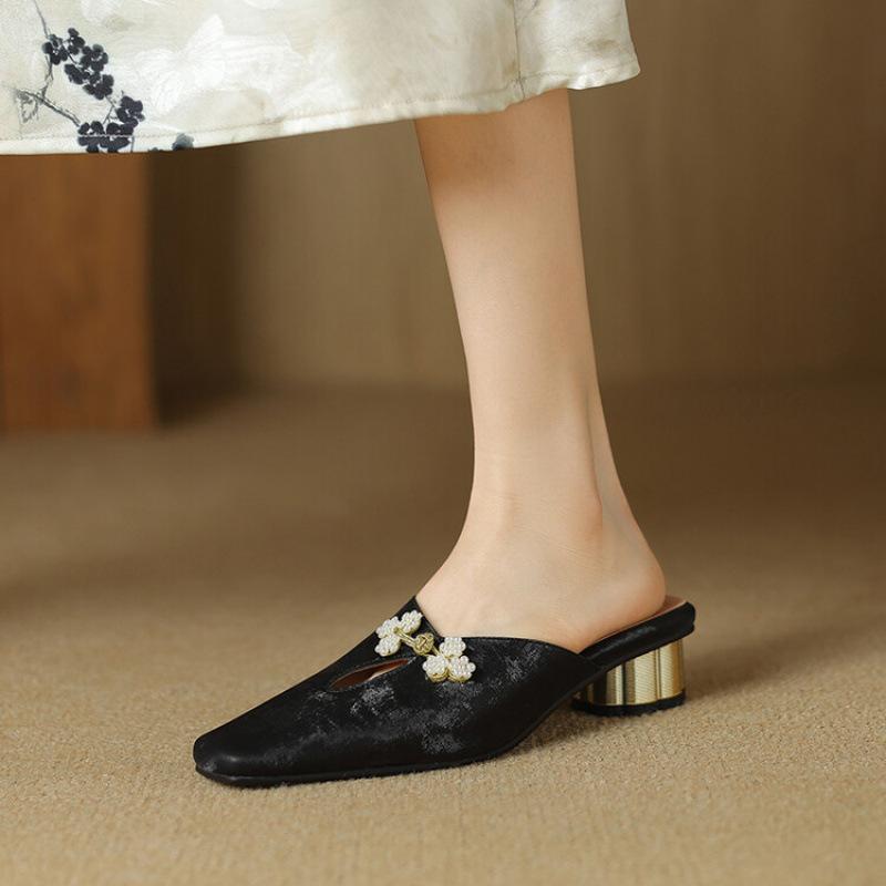 

Summer women s bag head slippers rubber soft sole size cool slippers round head one pedal casual new women s slippers 39 чёрный