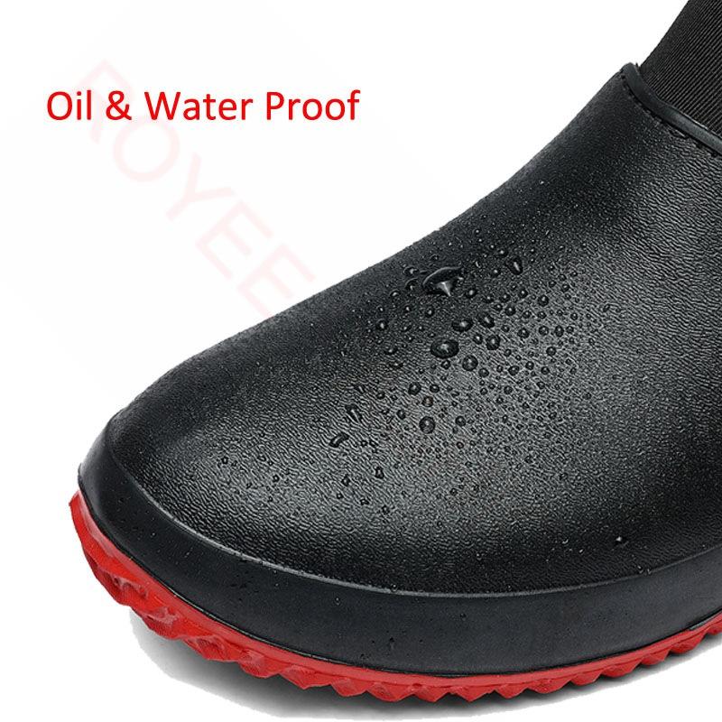 Kitchen Work Shoes for Men Rain Boots Waterproof Shoes Flat Clogs Garden Shoes Kitchen Shoes Kitchen Chef Boots