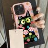 HOT Cartoon Black Cat Cool Lichee Leather Pattern Phone Case For Redmi Note 14 13 12 11 10 9 8 Pro Plus 4G 5G Shockproof Cover