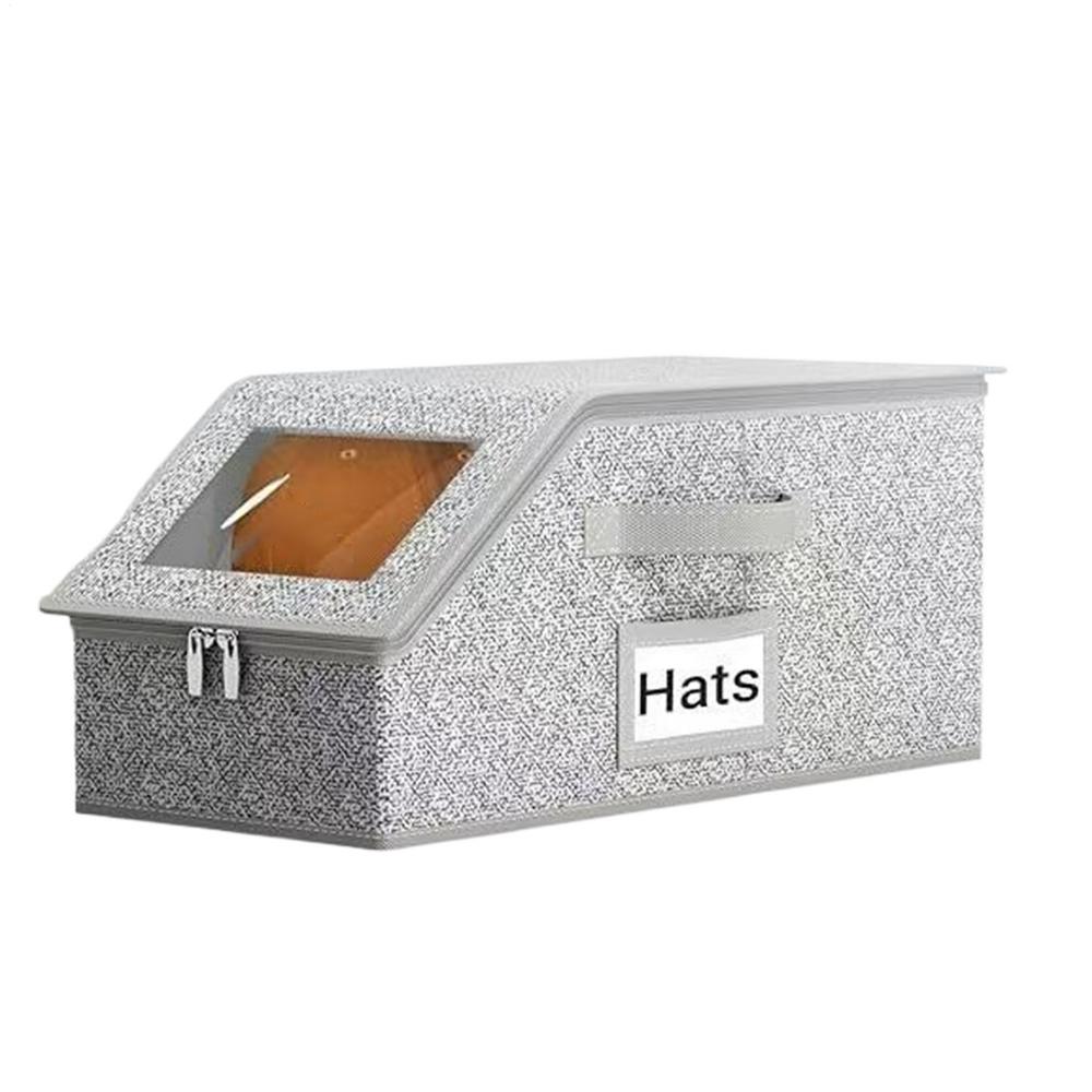 

Baseball Caps Organizer Box Clear Hats Holder Box Stackable Dustproof Storage Box Large Capacity Clear Lid Containers for Closet серый