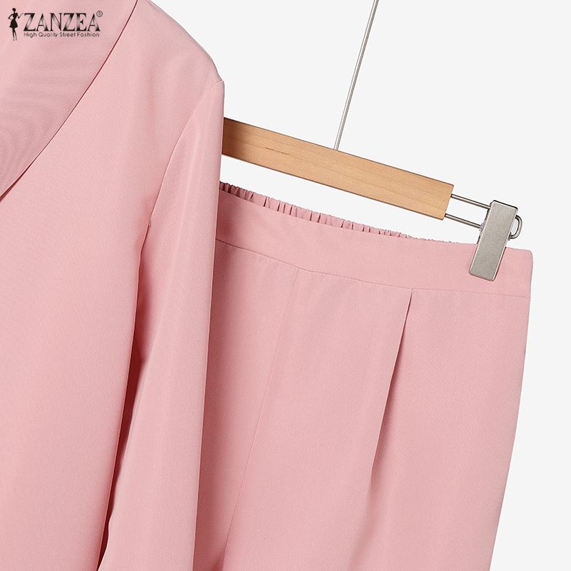 ZANZEA Women Long Sleeve Blouse and Pants Casual Two Piece Suit Sets