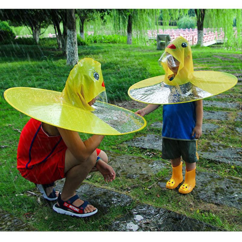 Little Yellow Duck Flying Saucer Children's Raincoat Cartoon Baby Umbrella Children's Rain Shoes Set Rain Poncho One-piece