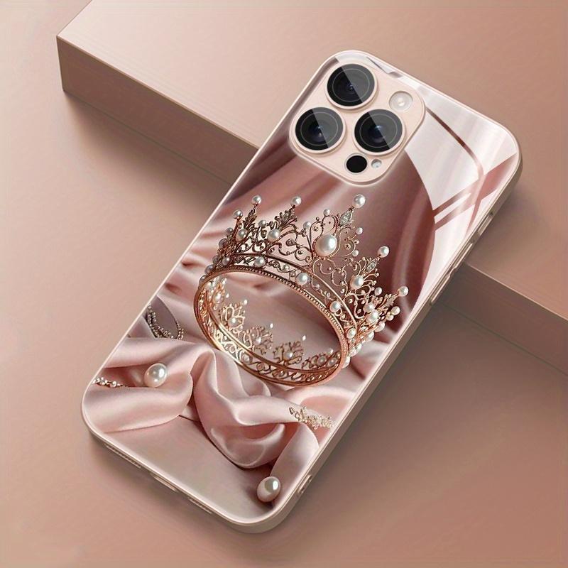 Premium Pearl Crown Pattern Tempered Glass Phone Case for iPhone 17/16 Pro15/14 Plus/13 Pro/12 Pro11 Pro/11 Pro Max
