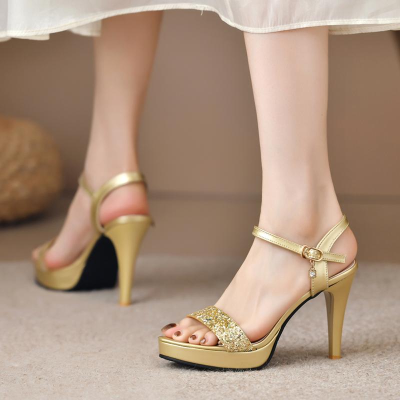 Femmes été bride à la cheville plate-forme pompes femme Sexy talon aiguille chaussures de fête