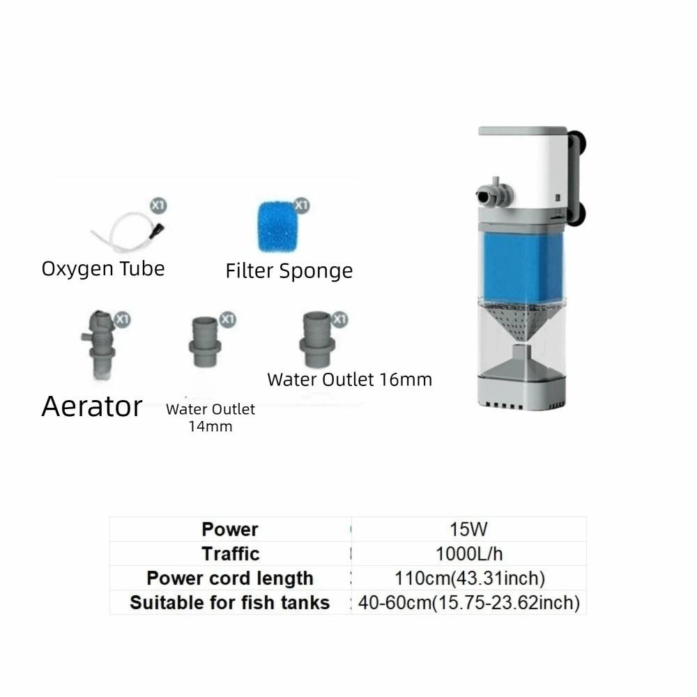 Low Noise Aquarium Filter Pump Removable Fish Stool Filter Collector Aquarium
