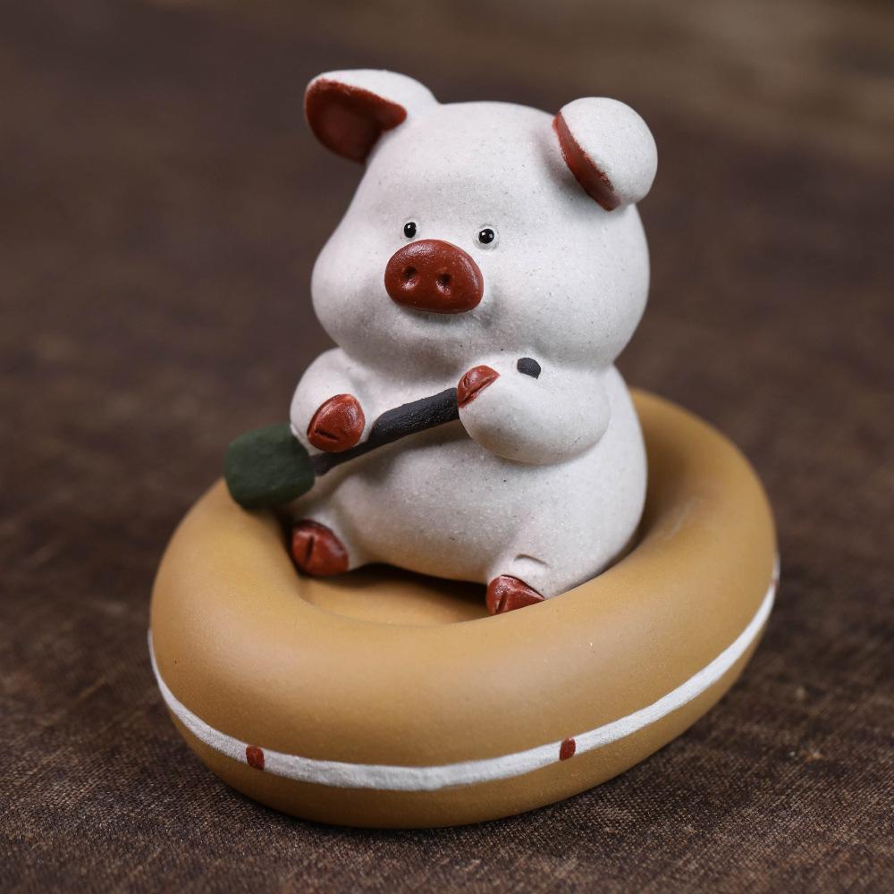 

Yixing Purple Clay Rowboat Zodiac Pig Tea Pet Creative Lucky Model Tea Figurine Play Toys Tea Statue Ornaments Supplies Craft