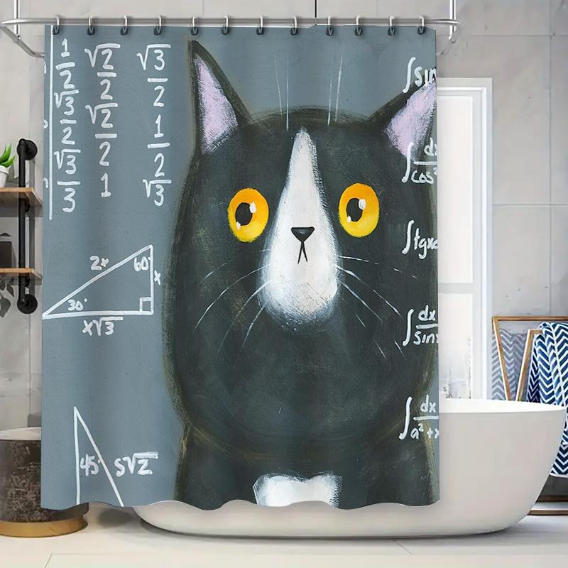 

Cat Shower Curtain Cute Kitty Animal Bathroom Decor Waterproof Liner Vintage Farmhouse Style Washable Home Textile W60H190(CM)-1 Pcs