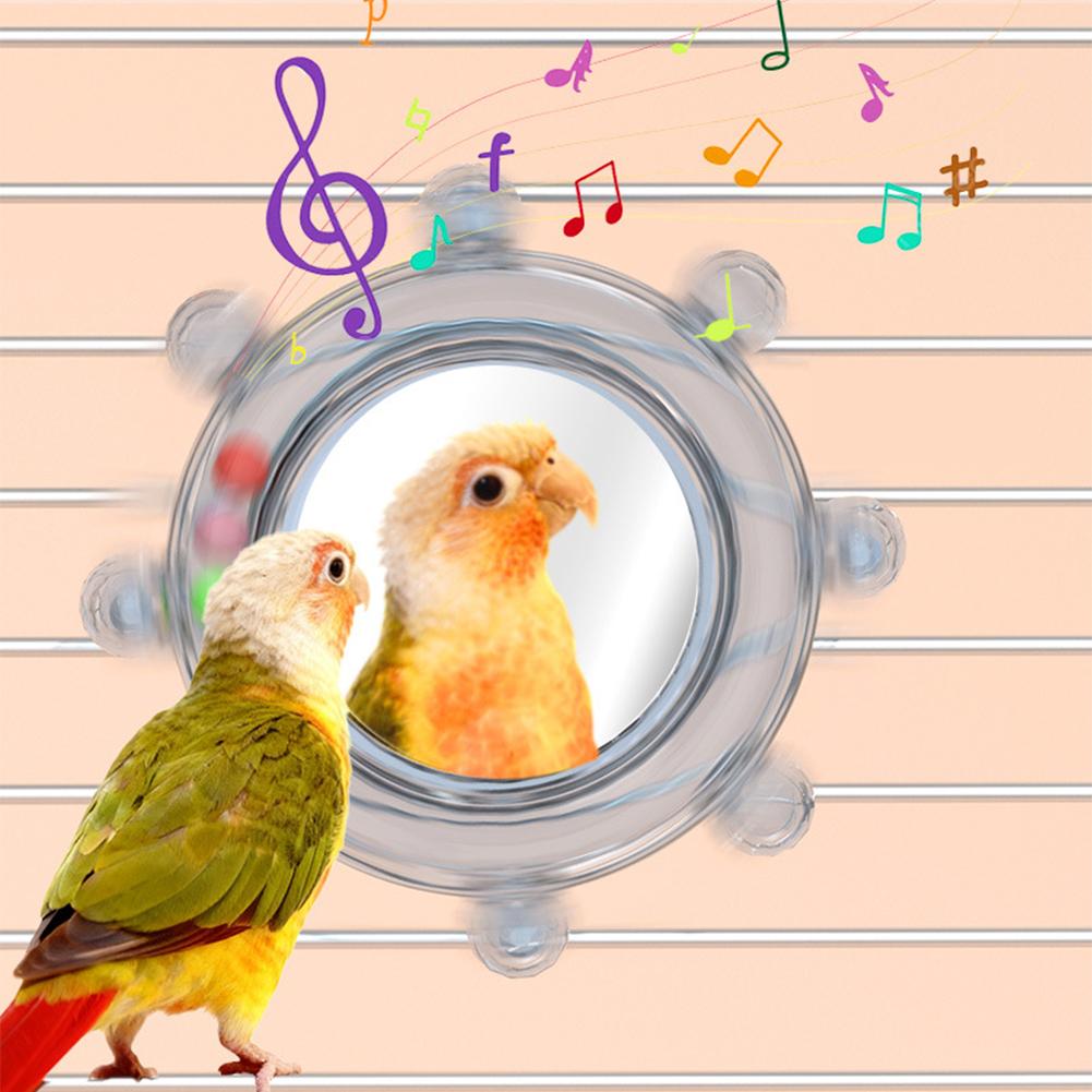 Bird Mirror Toy With Bell Chew Beads Parrot Cage Accessories Beak Grinding Boredom Relief Interactive Toy