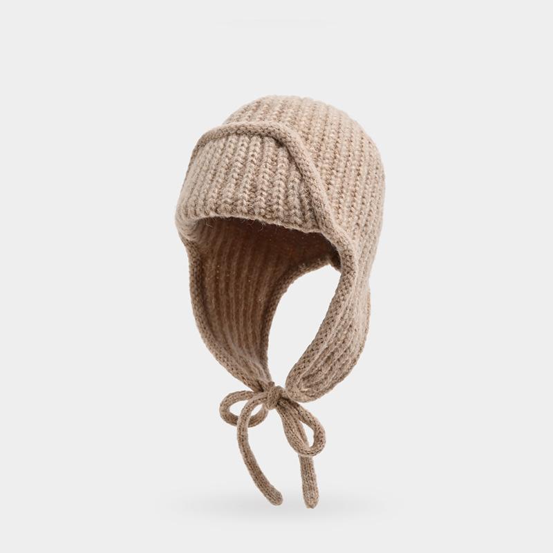 

Autumn Winter Pink Knitted Women s Earflap Pilot Hat Warm Versatile Face-Flattering Ski Wool Hat хаки
