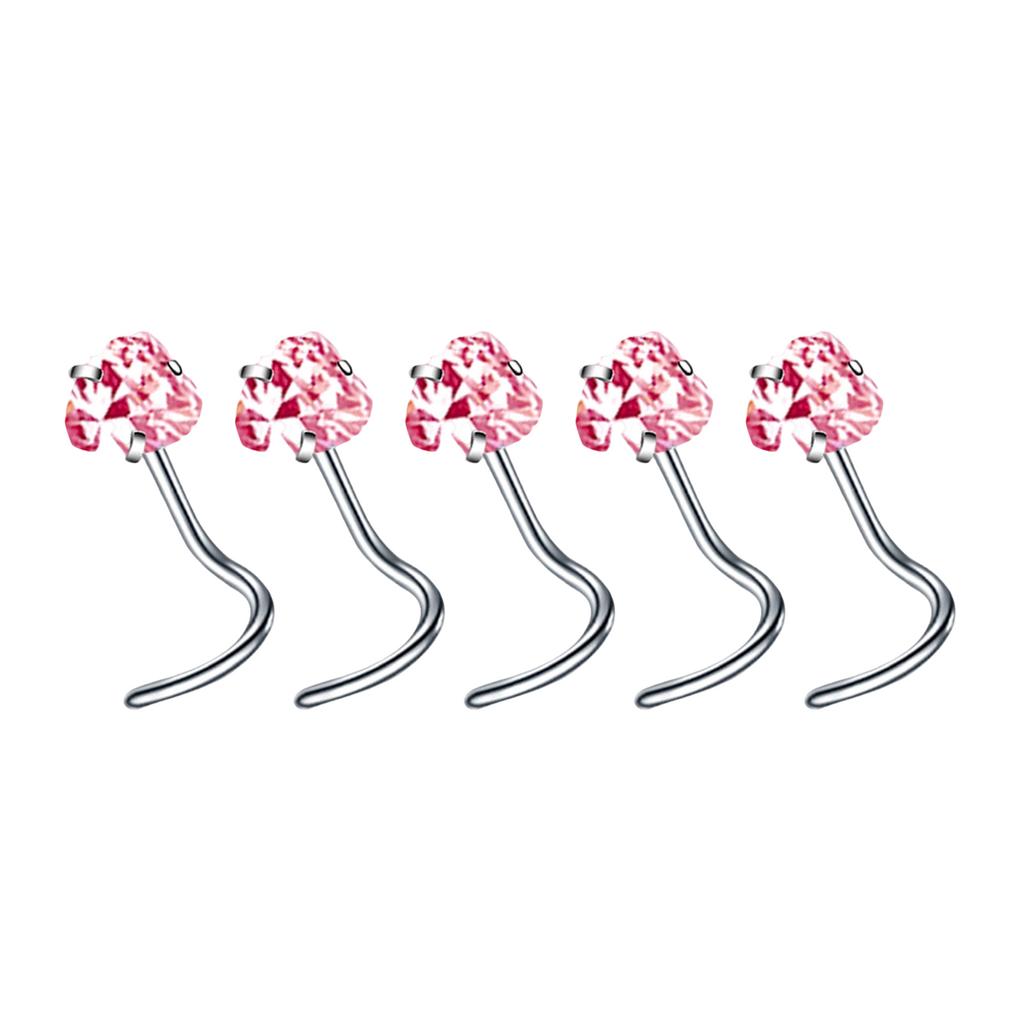 5Pcs Sturdy Alloy Nose Piercing Jewelry Set L Shape Studs and Hoops With CZ Designs Accessory for Stylish Look