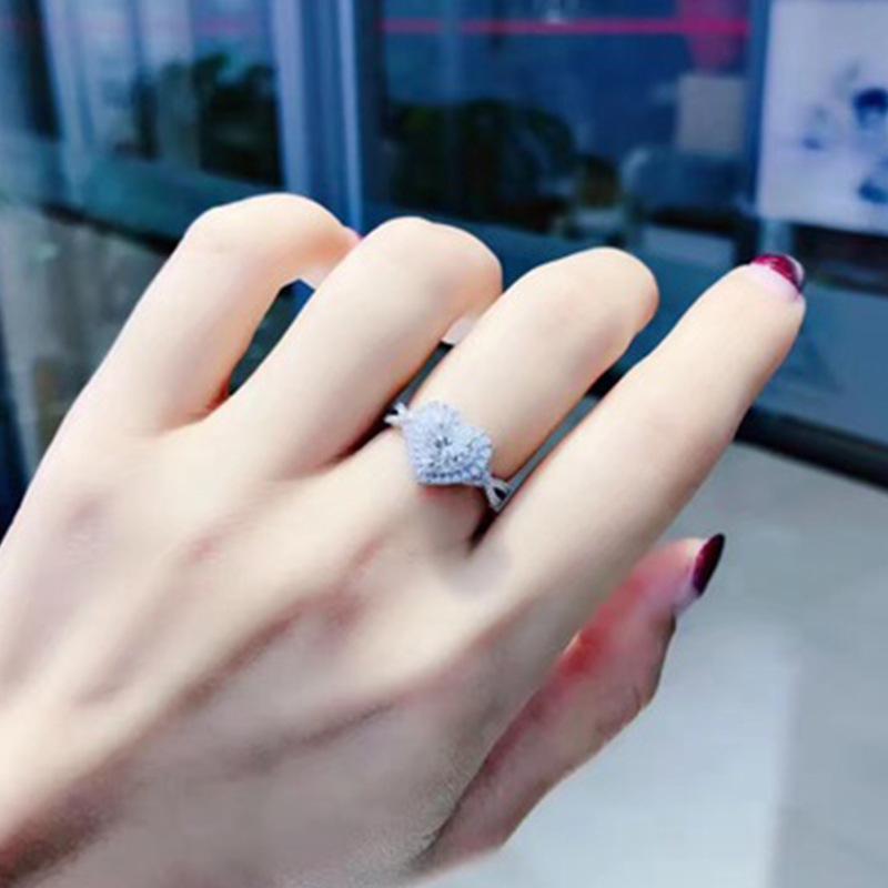 New Aesthetic Heart Rings Crystal Cubic Zirconia Women Wedding Bands Jewelry Romantic Engagement Ring Statement Accessories