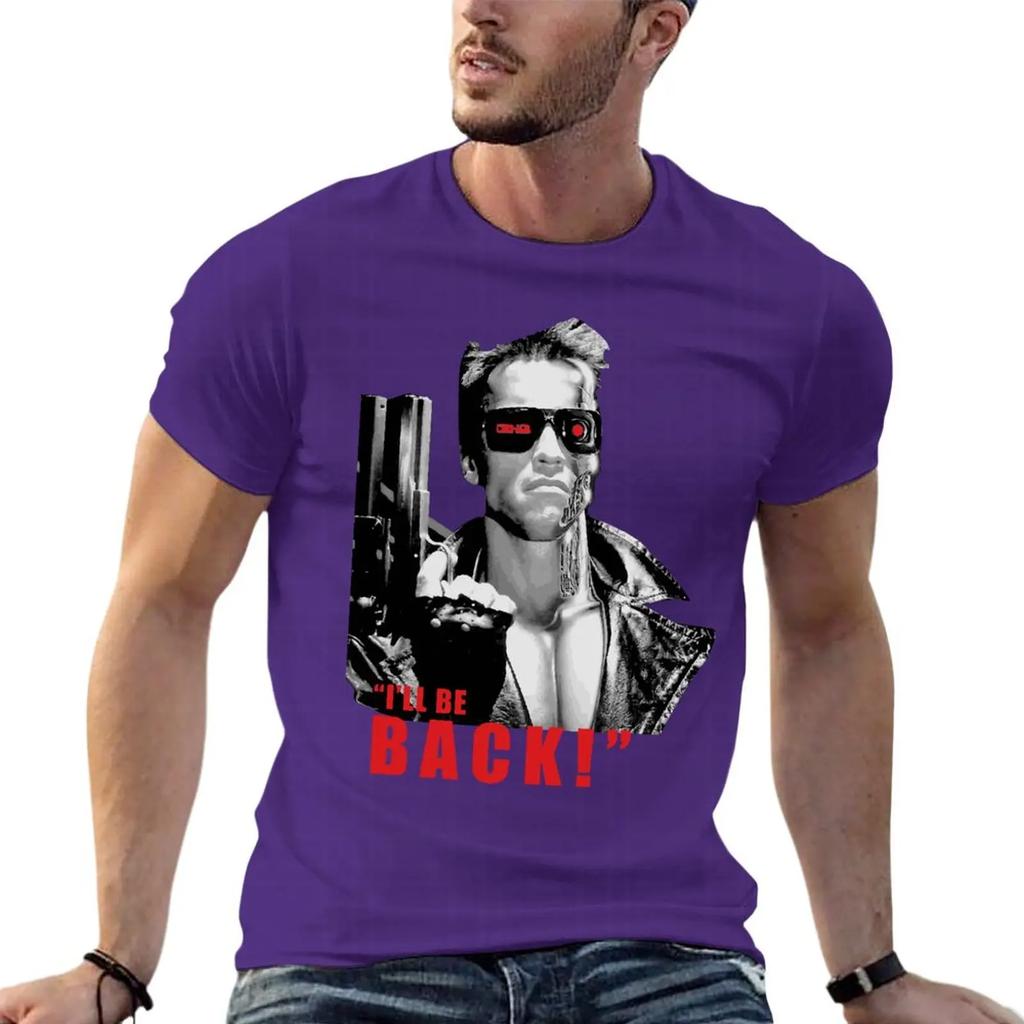 Terminator ILl Be Back Arnold Oversize T Shirt For Men Clothing 100 Cotton Streetwear Big Size Top Tee