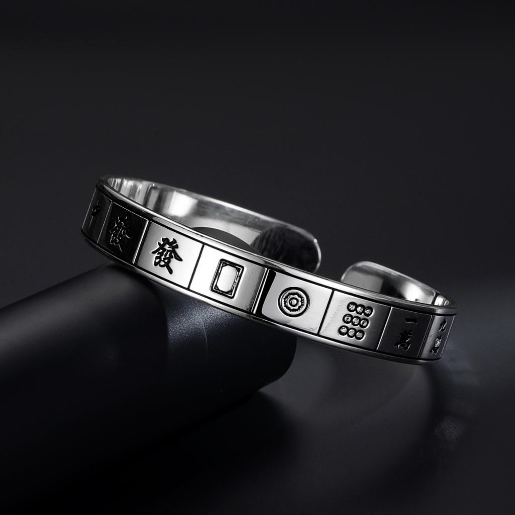 Opening Thirteen Diaos Mahjong Silver Bracelet National Style Win Every Gamble Personalized Bracelet Birthday Gift