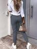 Europäische & Amerikanische Damen High-Waist Plissee Slim-Fit Jogginghosen mit Elastischen Bündchen - Lässige Bürohosen