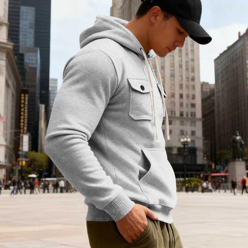 

Новая свободная и простая однотонная толстовка с капюшоном на осень и зиму 2025 года S серый