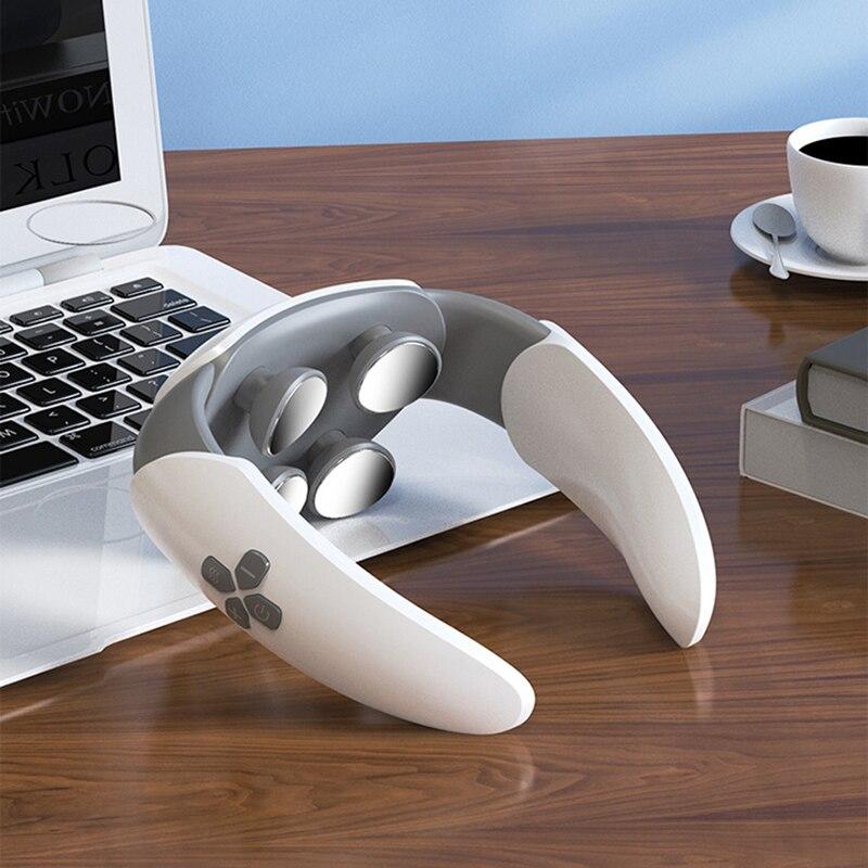 Intelligentes Nackenmassageinstrument, Pulswärme-Therapieinstrument, Heißkompresse-Nackenschutzinstrument, 4 Massageköpfe