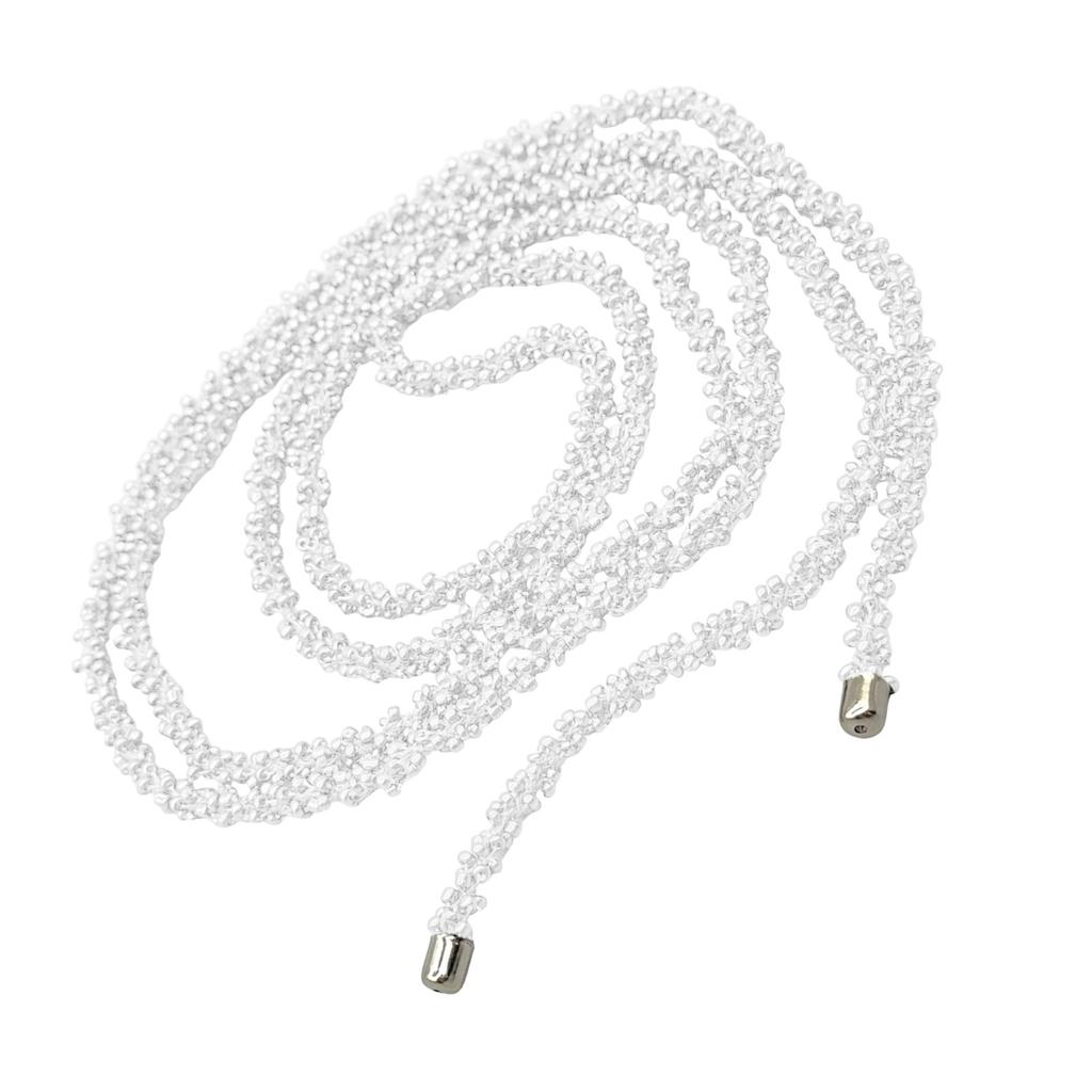 Long Statement Artificial Crystal Beaded Necklace Vintage Inspired Lightweight Multilayer Neckchain Handmade Accessory