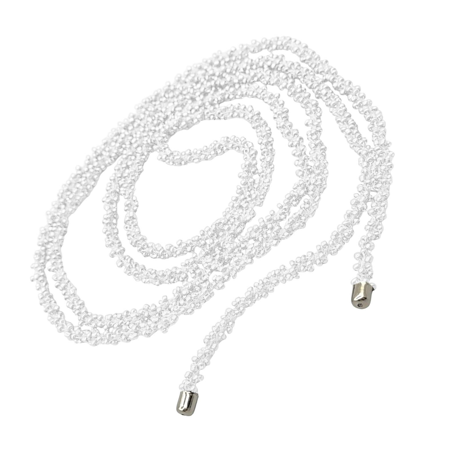 

Длинное колье из искусственного хрусталя с бисером, в винтажном стиле, легкая многослойная цепочка, аксессуар ручной работы белый