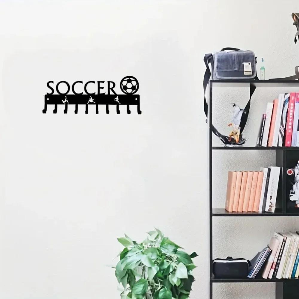 1 Stück Fußball mit Ball Medaillenaufhänger Rack Wandmontierter Haken - Heimdekor Aufbewahrungsregal für Wand