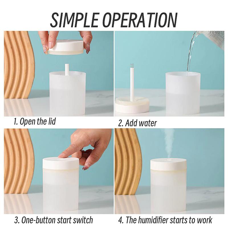 200Ml Ultrasonic Humidifier Air Purifier Usb Mini Portable Led Light Office Home