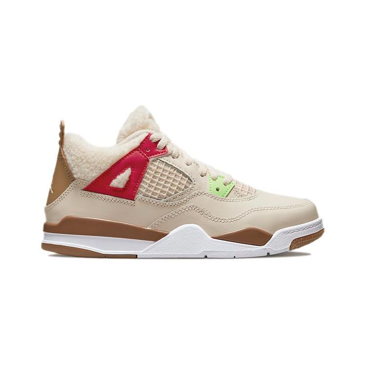 Air Jordan 4 Retro PS Wild Things Kids Sneakers Cream Sail University-Red DH0573-264