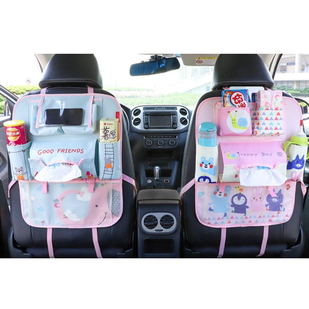 Cartoon Car Seat Back Storage Bag Multi-functional Auto Seat Organizer Car Interior Accessories