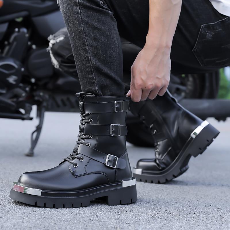 Men’s Motorcycle Boots Western Boots Black Jockey Boots Casual Street Style Cool Ankle Boots Plus Size