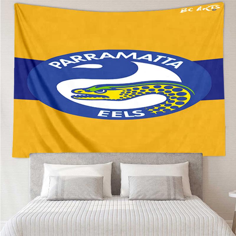 Parramatta Eels Team Crest Tapestry Room Decoration Wall Hanging for Living Room Bedroom, dormitory, Birthday and Christmas gifts