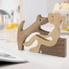 Enkrio Puppy Wooden Sculpture, Wood Carving, Wood Decor, Animal Dog Sculpture, Handmade Dog Figurine, Wooden Craft Sculpture, Pet Lover's Object,