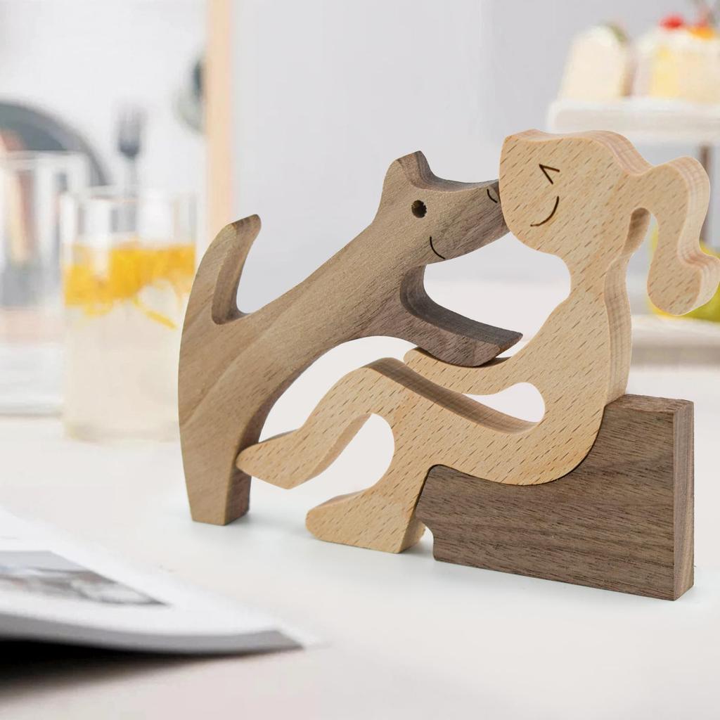 Enkrio Puppy Wooden Sculpture, Wood Carving, Wood Decor, Animal Dog Sculpture, Handmade Dog Figurine, Wooden Craft Sculpture, Pet Lover's Object,