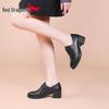 Red Dragonfly Women's Chunky Heel Leather Shoes - Mid & High Heels, Spring & Autumn Flats