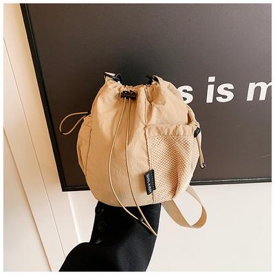 Neue Damen-Nylon-Bucket-Bag, hochwertig, leicht, großes Fassungsvermögen, lässig, Kordelzugverschluss, einzelne Schulter, Umhängetasche