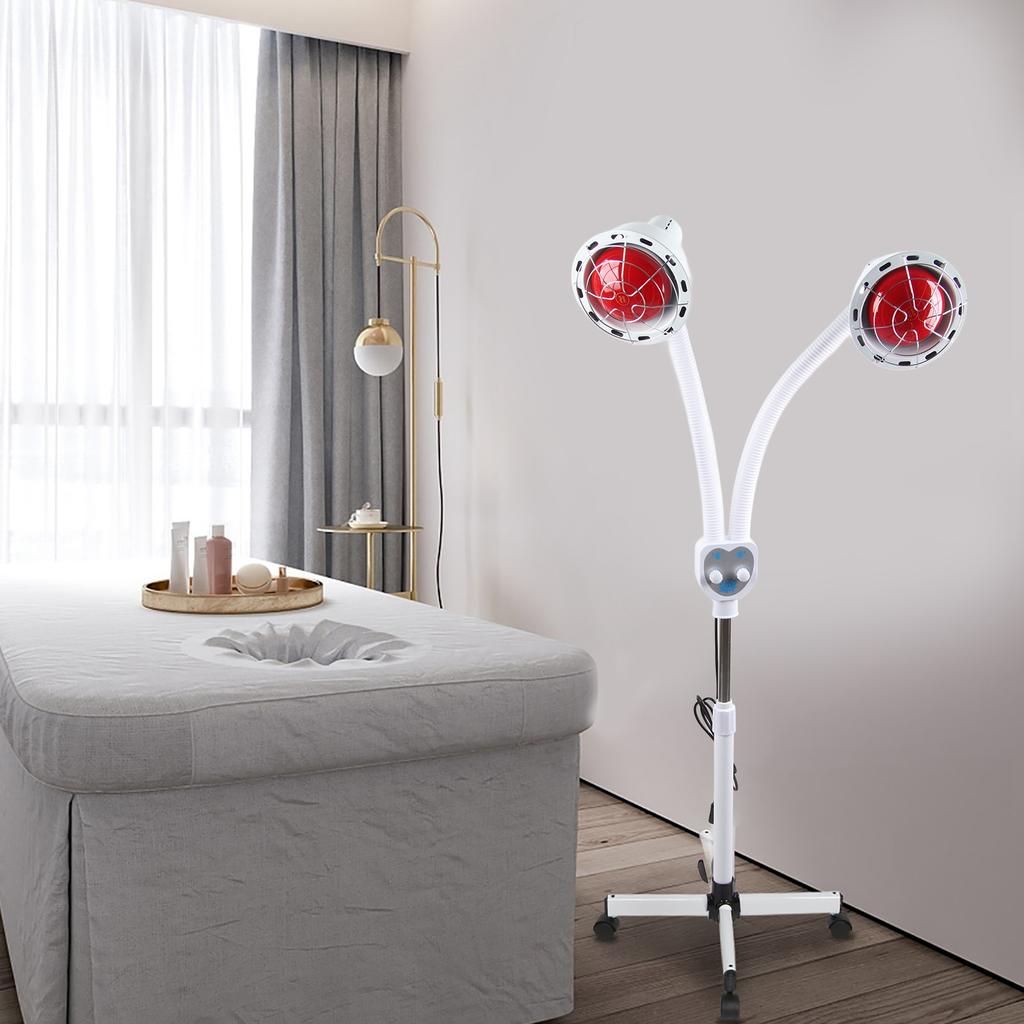Portable Double Head Adjustable Temperature Floor Heating Therapy Lamp for Home Beauty SalonEU Plug