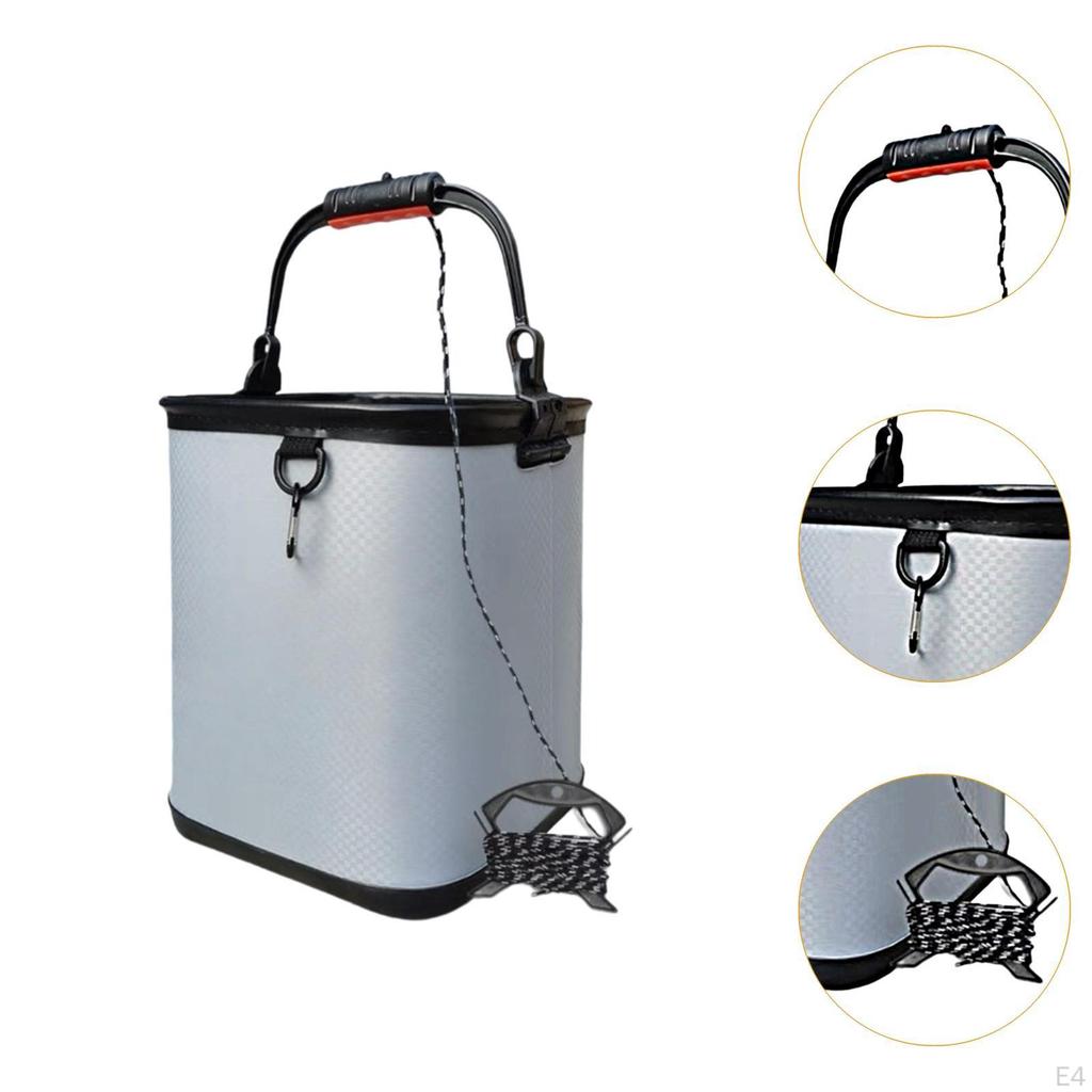 Fish Bucket Container Wash Basin Traveling Beach EVA with Rope 17L Live Holder Camping Water